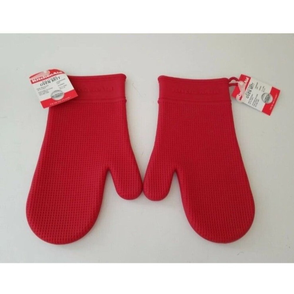 NOS Kitchenaid Silicone Oven Mitt-Up To 425°-Red Potholders New With Tags